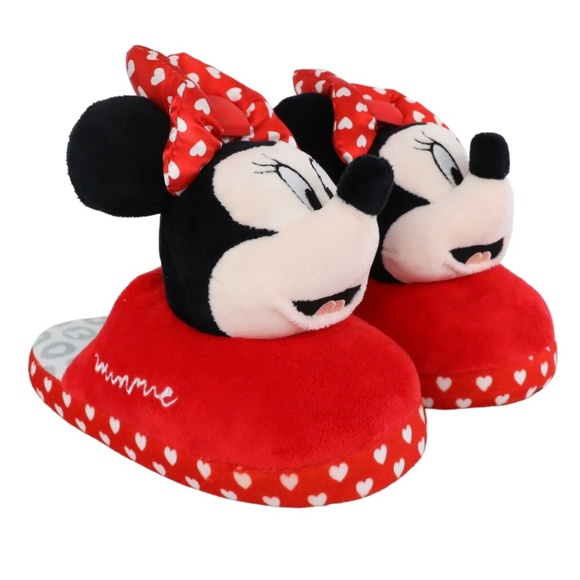 DISNEY MINNIE MOUSE SLIPPERS MICRO PLUSH Sz 9/10 NEW, FAST SHIP - Picture 1 of 7